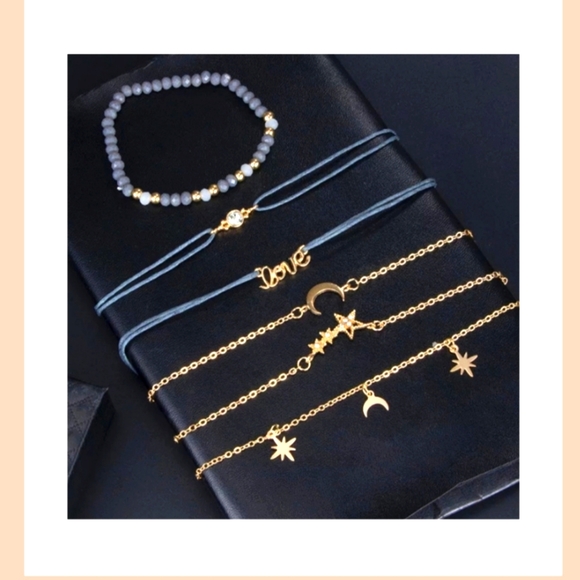 Moon Charm Layered Bracelet Set - Picture 6 of 7